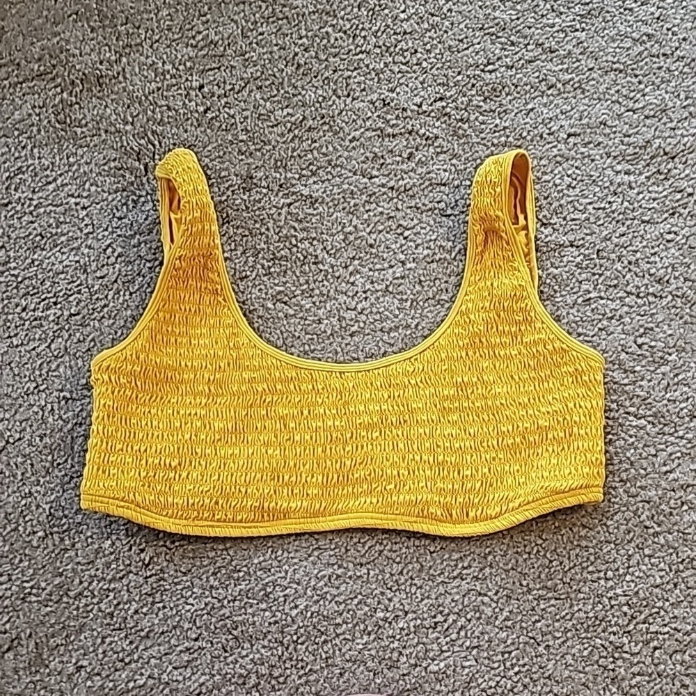 L Space Izzie Smocked Bikini Top Marigold Yellow XL